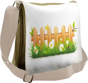 Lunarable Farmland Messenger Bag, Spring Season Chamomiles, Unisex Cross-body