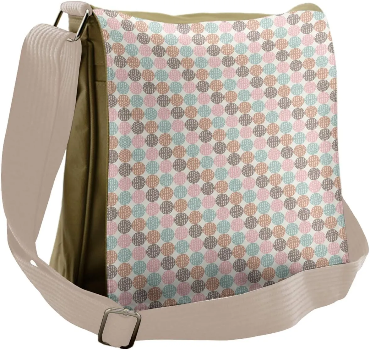 Lunarable Geometric Messenger Bag, Hand-drawn Polka Dots, Unisex Cross-body