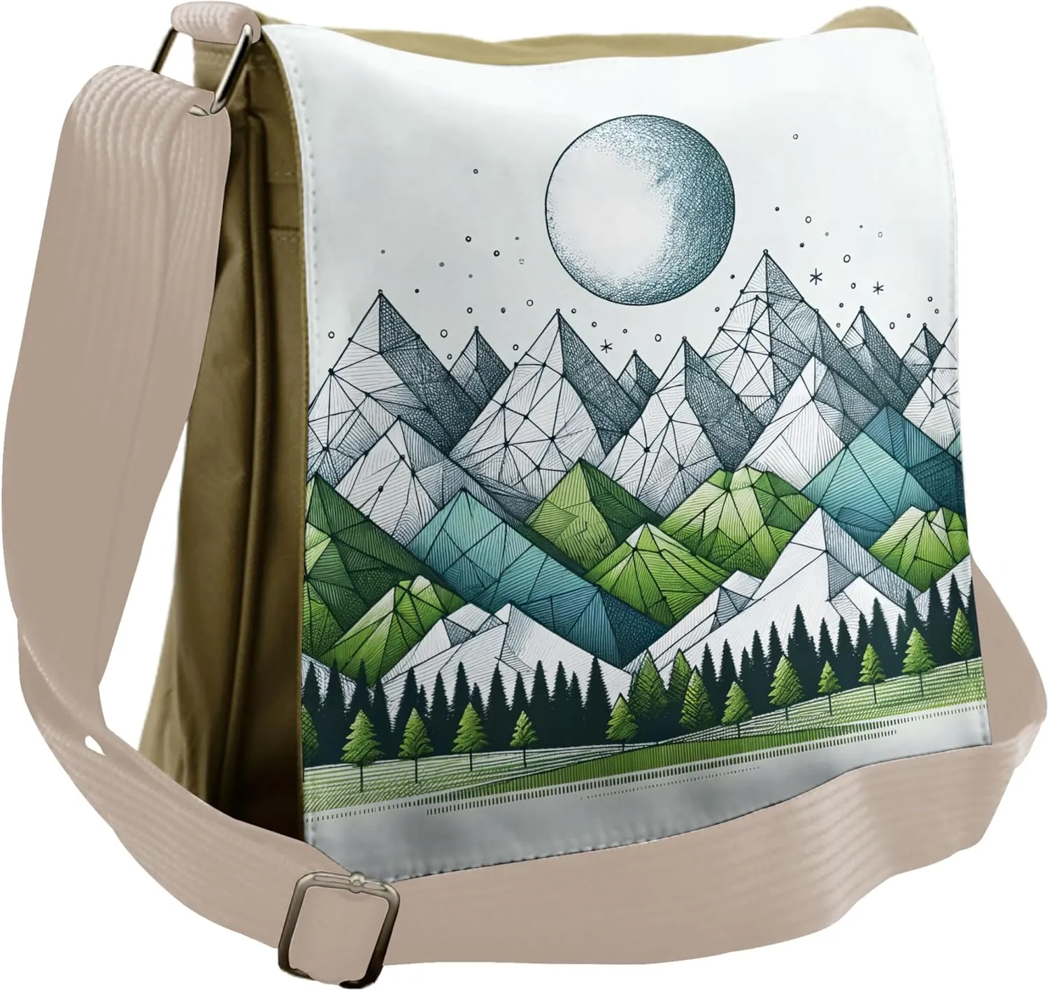 Lunarable Geometric Mountains Messenger Bag, Polygonal Peaks, Unisex Cross-body