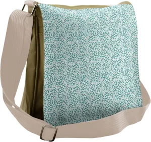 Lunarable Green Oriental Messenger Bag, Grungy Leaf Stem, Unisex Cross-body