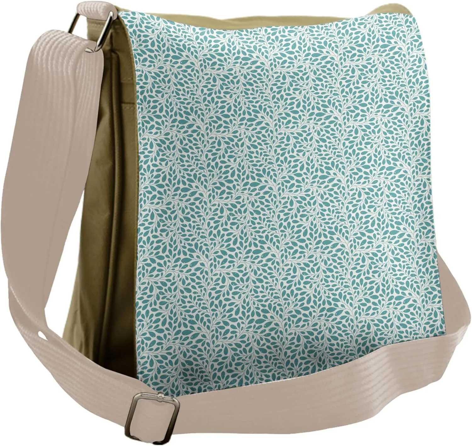 Lunarable Green Oriental Messenger Bag, Grungy Leaf Stem, Unisex Cross-body