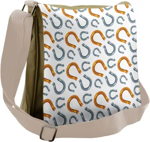 Lunarable Horseshoe Messenger Bag, Continuous Diagonal Art, Unisex Cross-body