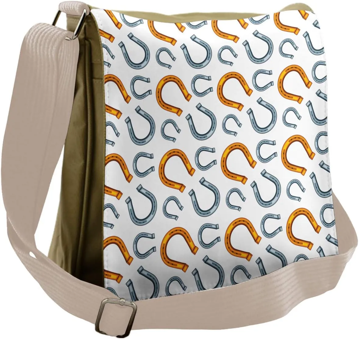 Lunarable Horseshoe Messenger Bag, Continuous Diagonal Art, Unisex Cross-body