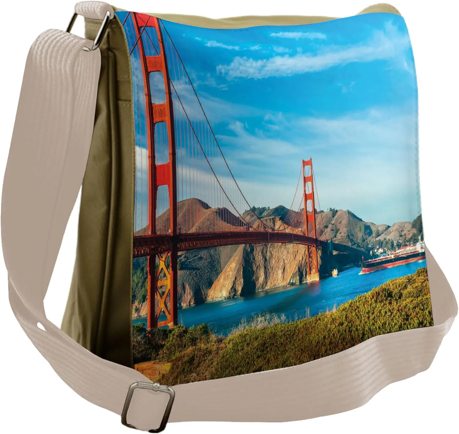 Lunarable Landscape Messenger Bag, San Francisco Ocean View, Unisex Cross-body