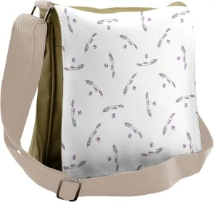 Lunarable Lavender Messenger Bag, Curvy Herbal Stems Pattern, Unisex Cross-body