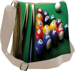 Lunarable Manly Messenger Bag, Billiard Pool Balls Snooker, Unisex Cross-body