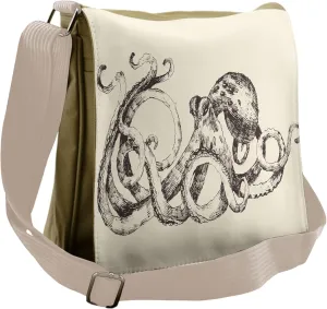 Lunarable Octopus Messenger Bag, Large Tentacles Nautical, Unisex Cross-body