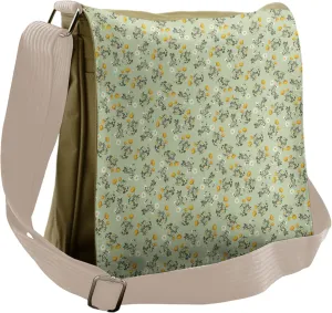 Lunarable Paint Messenger Bag, Carnation Blooms Tender Stems, Unisex Cross-body