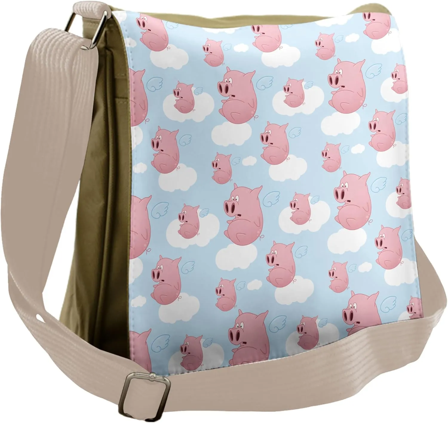 Lunarable Pig Messenger Bag, Agriculutre Themed Farmland, Unisex Cross-body