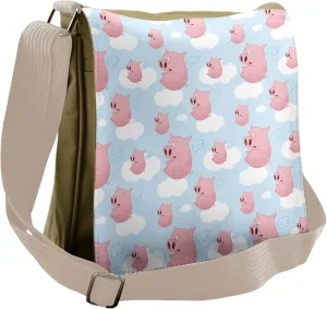 Lunarable Pig Messenger Bag, Agriculutre Themed Farmland, Unisex Cross-body