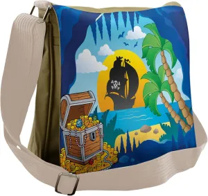 Lunarable Pirate Messenger Bag, Fantasy Seashore Cave, Unisex Cross-body