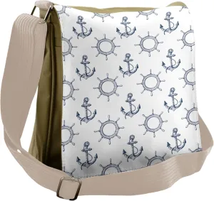 Lunarable Ships Wheel Messenger Bag, Anchors Marine, Unisex Cross-body
