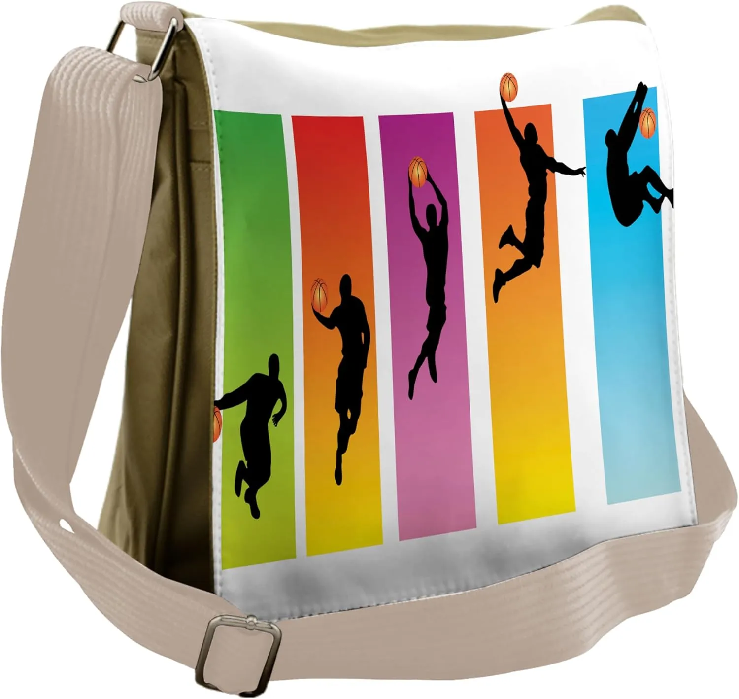 Lunarable Sports Messenger Bag, Basketball Slam Dunk Move, Unisex Cross-body