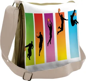 Lunarable Sports Messenger Bag, Basketball Slam Dunk Move, Unisex Cross-body