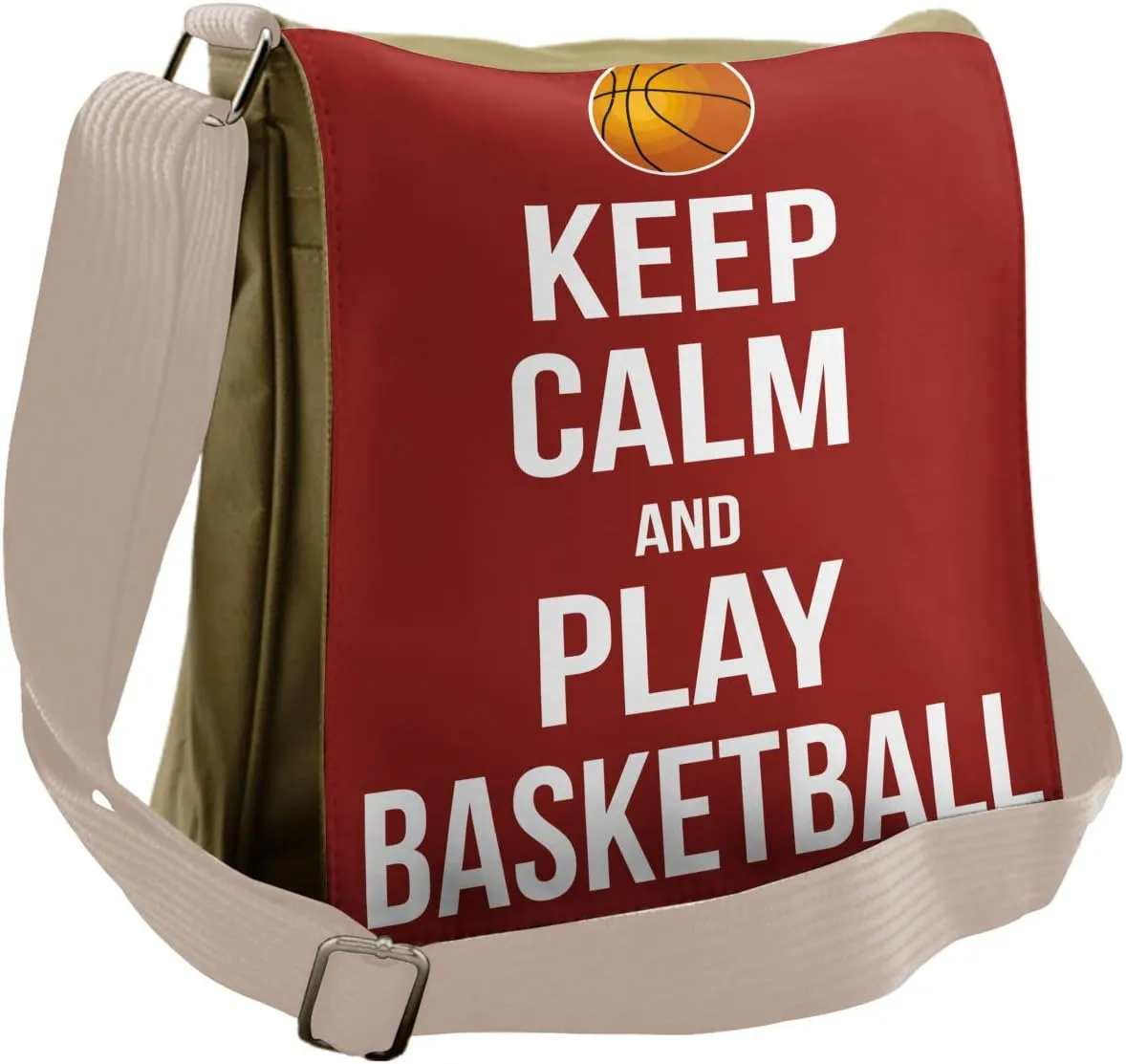 Lunarable Sports Messenger Bag, Play Basketball Words, Unisex Cross-body