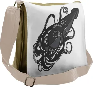 Lunarable Squid Messenger Bag, Tentacles Nautical Life Motif, Unisex Cross-body