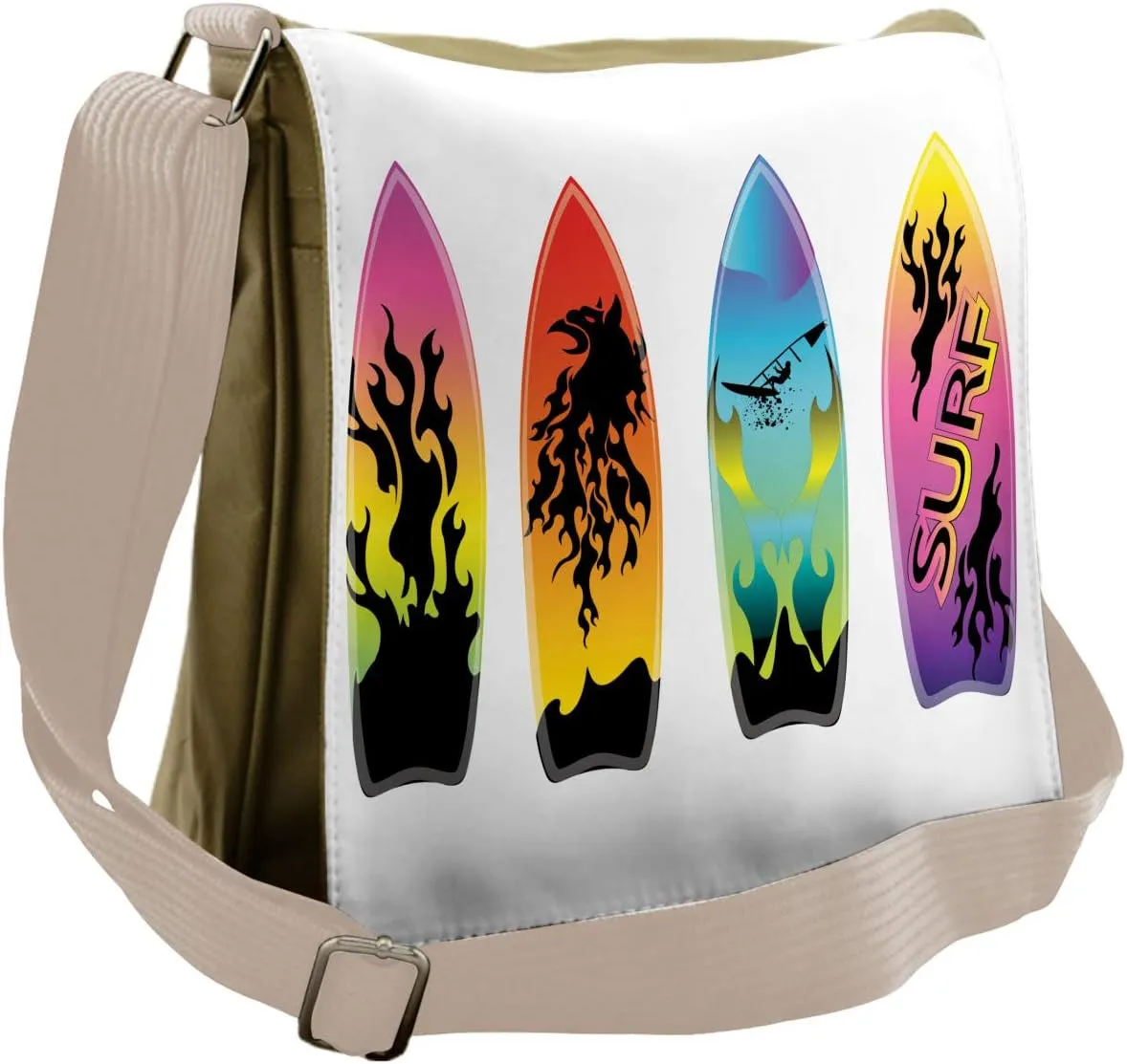 Lunarable Surfboard Messenger Bag, Surfing Concept Boards, Unisex Cross-body