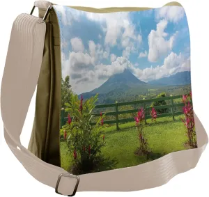 Lunarable Volcano Messenger Bag, Costa Rica Scenic Arenal, Unisex Cross-body
