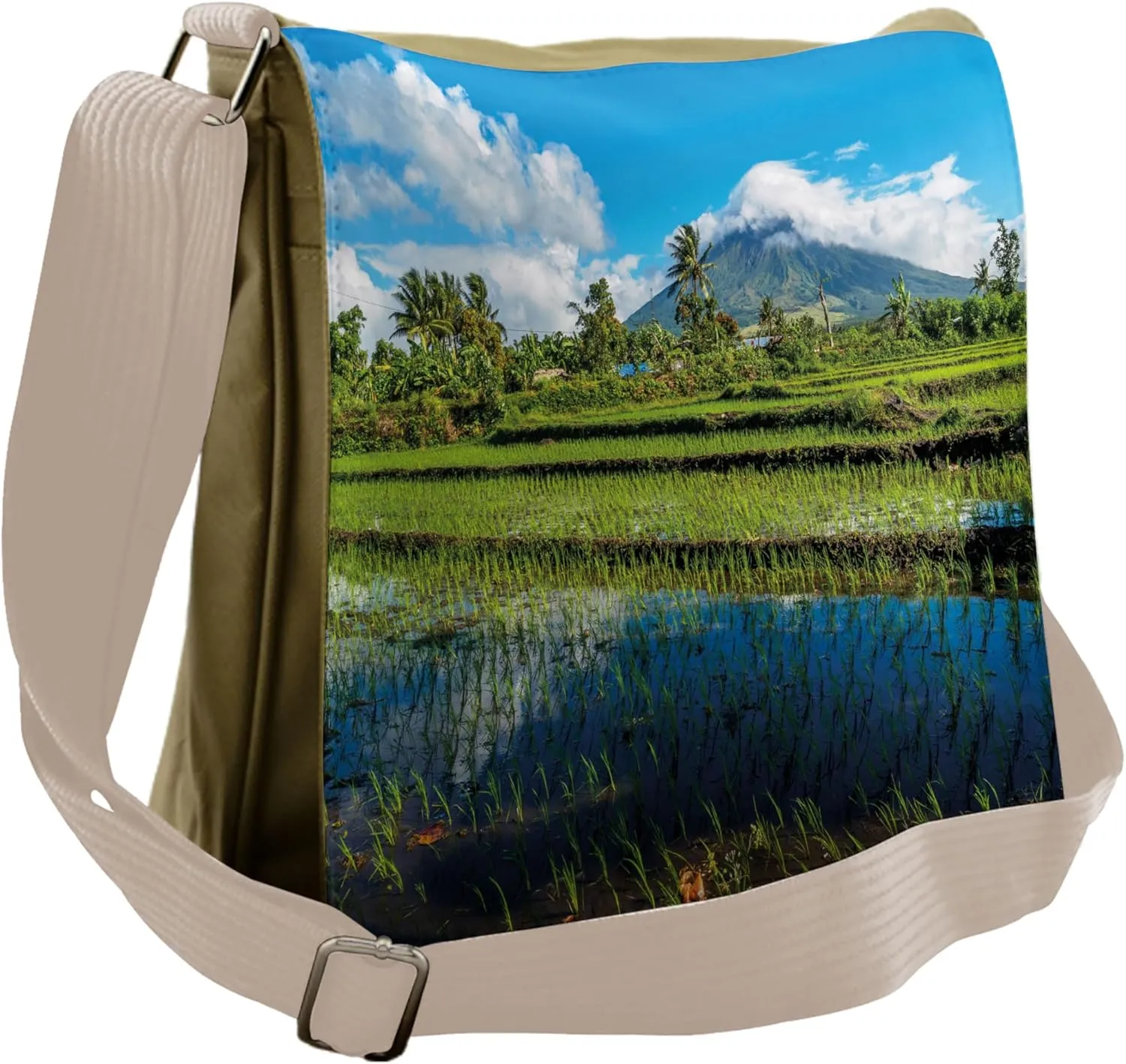 Lunarable Volcano Messenger Bag, Mayon Mountain Philippines, Unisex Cross-body
