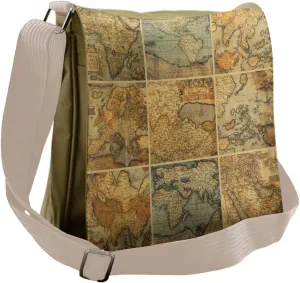 Lunarable World Map Messenger Bag, Civilizations, Unisex Cross-body