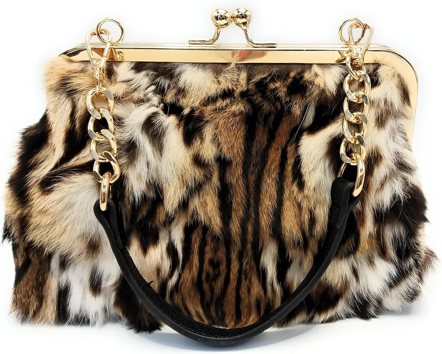 Luxurious Fur Evening Handbag Clutches - Genuine Fox, Rabbit, and Mink Fur with Chic Patterns