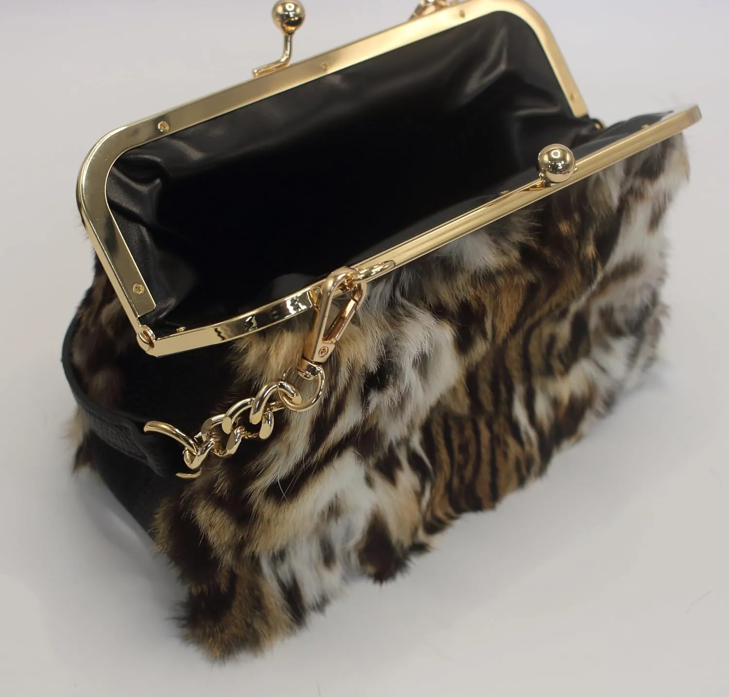 Luxurious Fur Evening Handbag Clutches - Genuine Fox, Rabbit, and Mink Fur with Chic Patterns