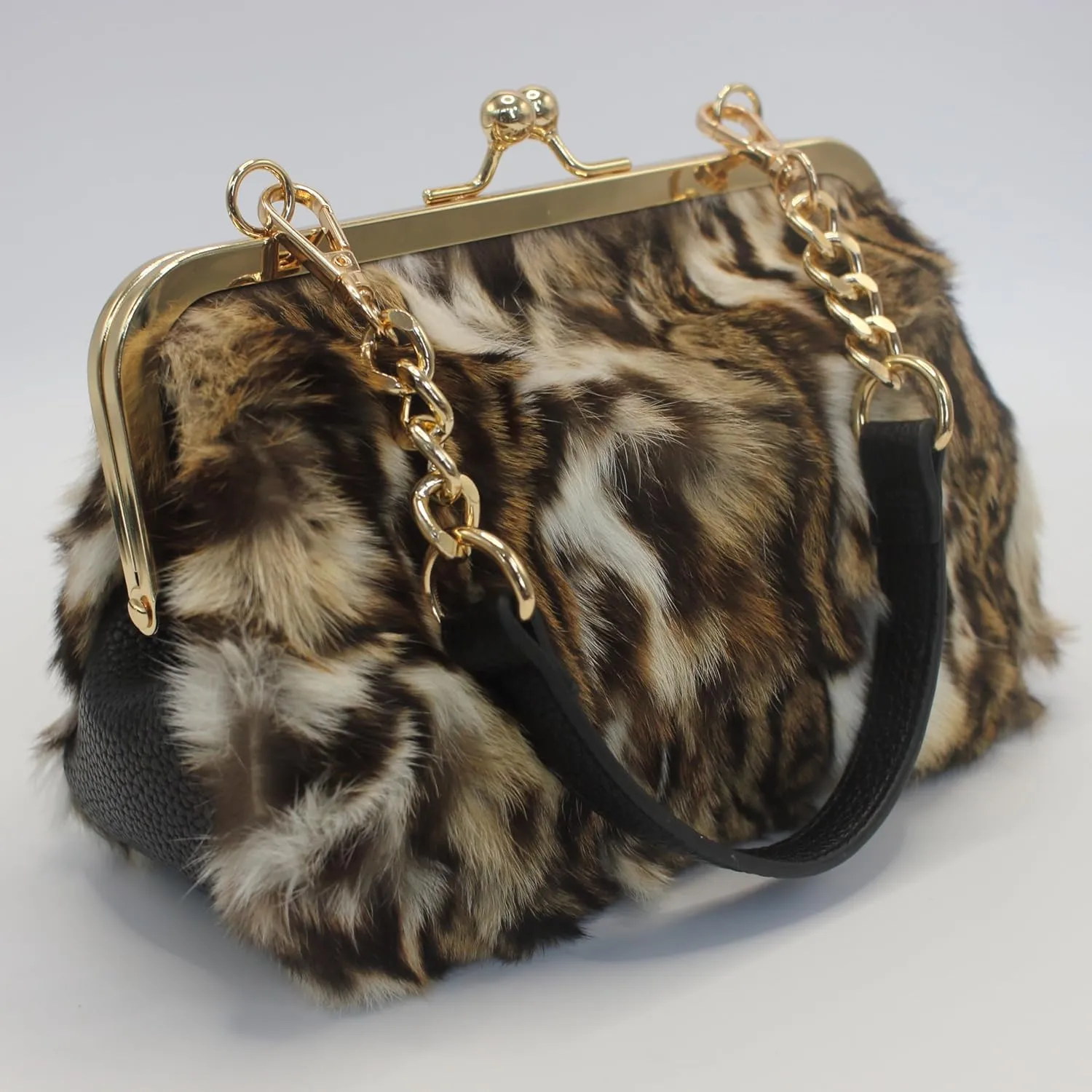 Luxurious Fur Evening Handbag Clutches - Genuine Fox, Rabbit, and Mink Fur with Chic Patterns