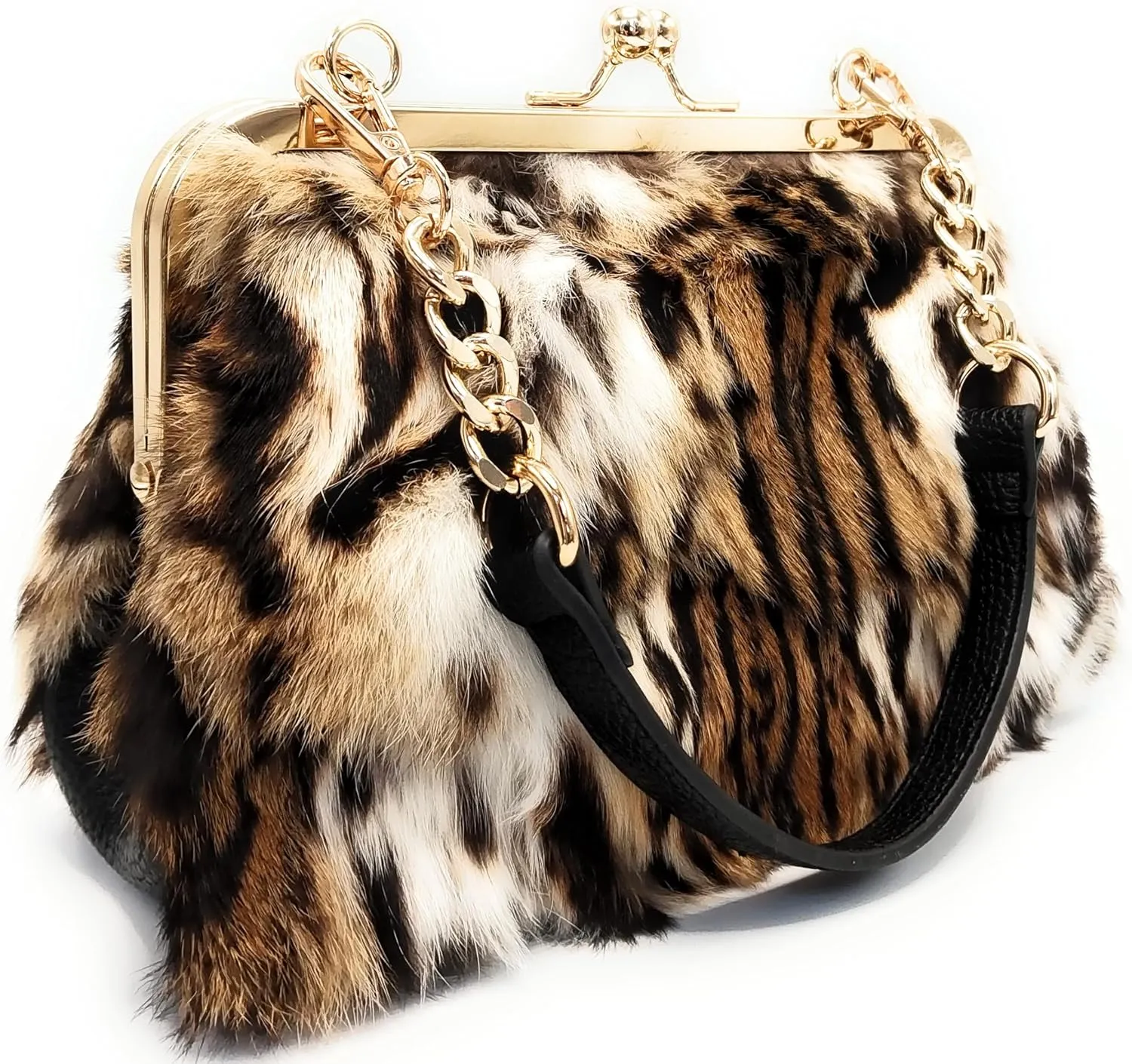 Luxurious Fur Evening Handbag Clutches - Genuine Fox, Rabbit, and Mink Fur with Chic Patterns