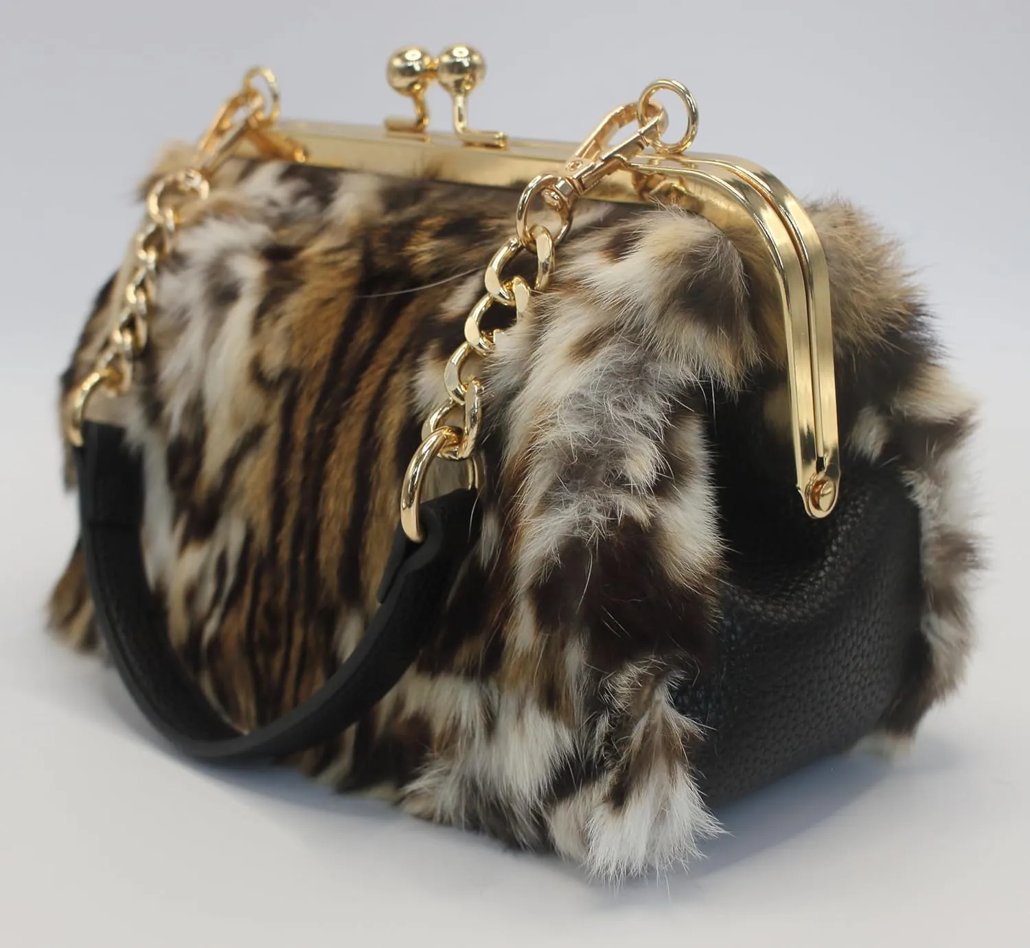 Luxurious Fur Evening Handbag Clutches - Genuine Fox, Rabbit, and Mink Fur with Chic Patterns