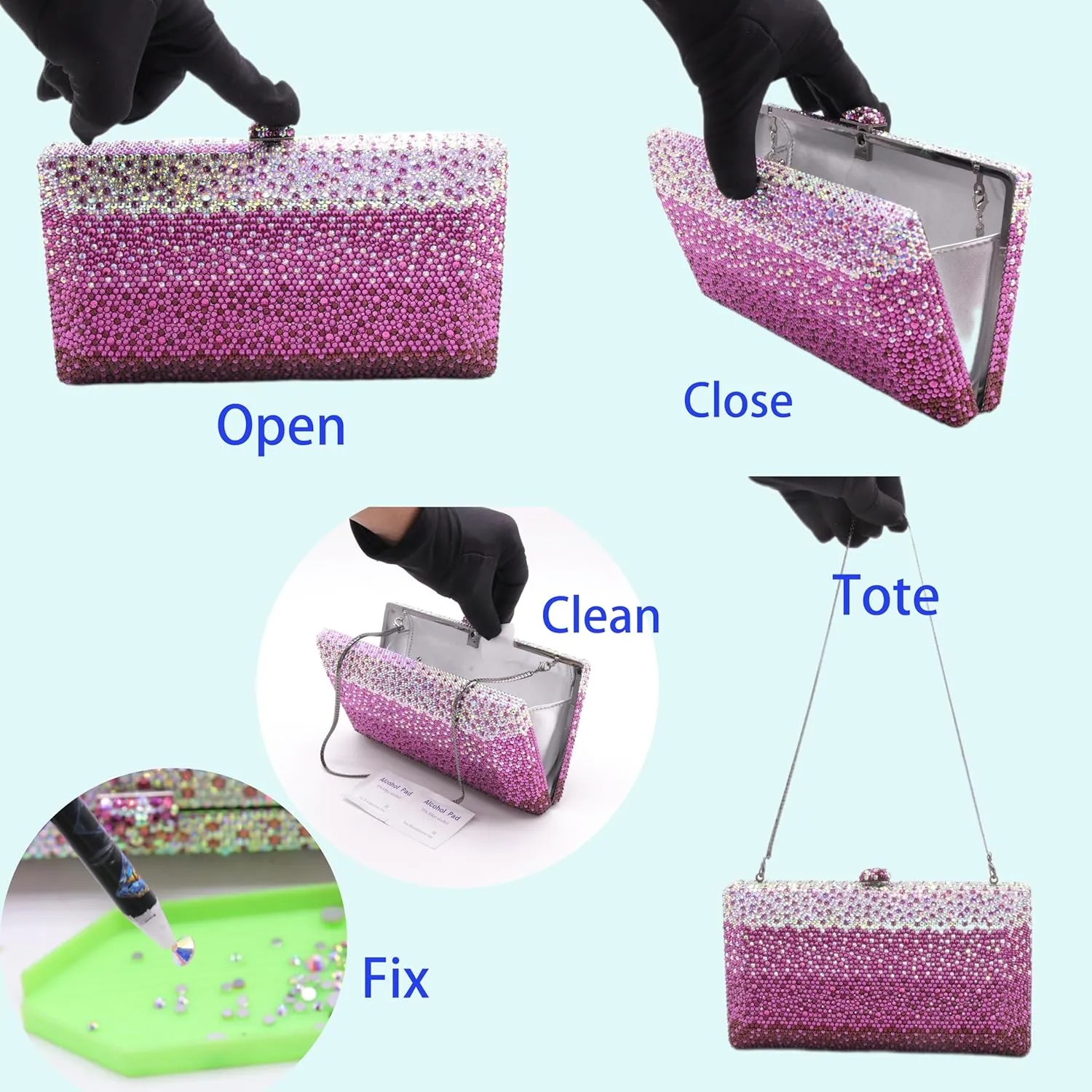Luxury Crystal Clutch Purses for women Rhinestone Bride Wedding Party Evening Bag AB Stone Box Handbag for Prom Birthday