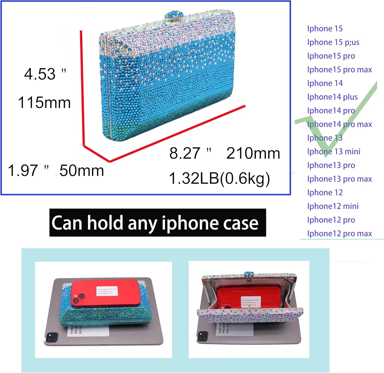 Luxury Crystal Clutch Purses for women Rhinestone Bride Wedding Party Evening Bag AB Stone Box Handbag for Prom Birthday