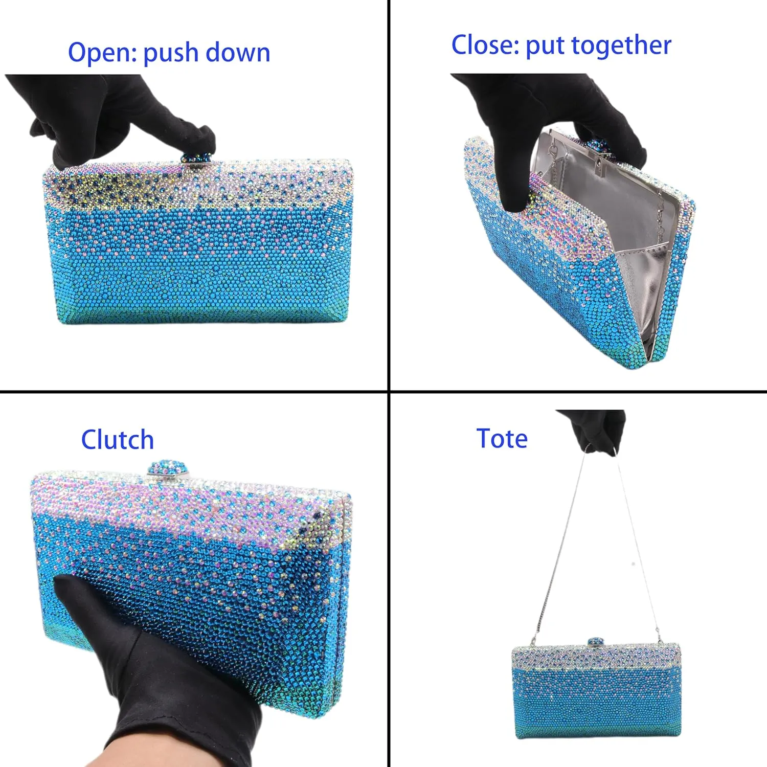 Luxury Crystal Clutch Purses for women Rhinestone Bride Wedding Party Evening Bag AB Stone Box Handbag for Prom Birthday