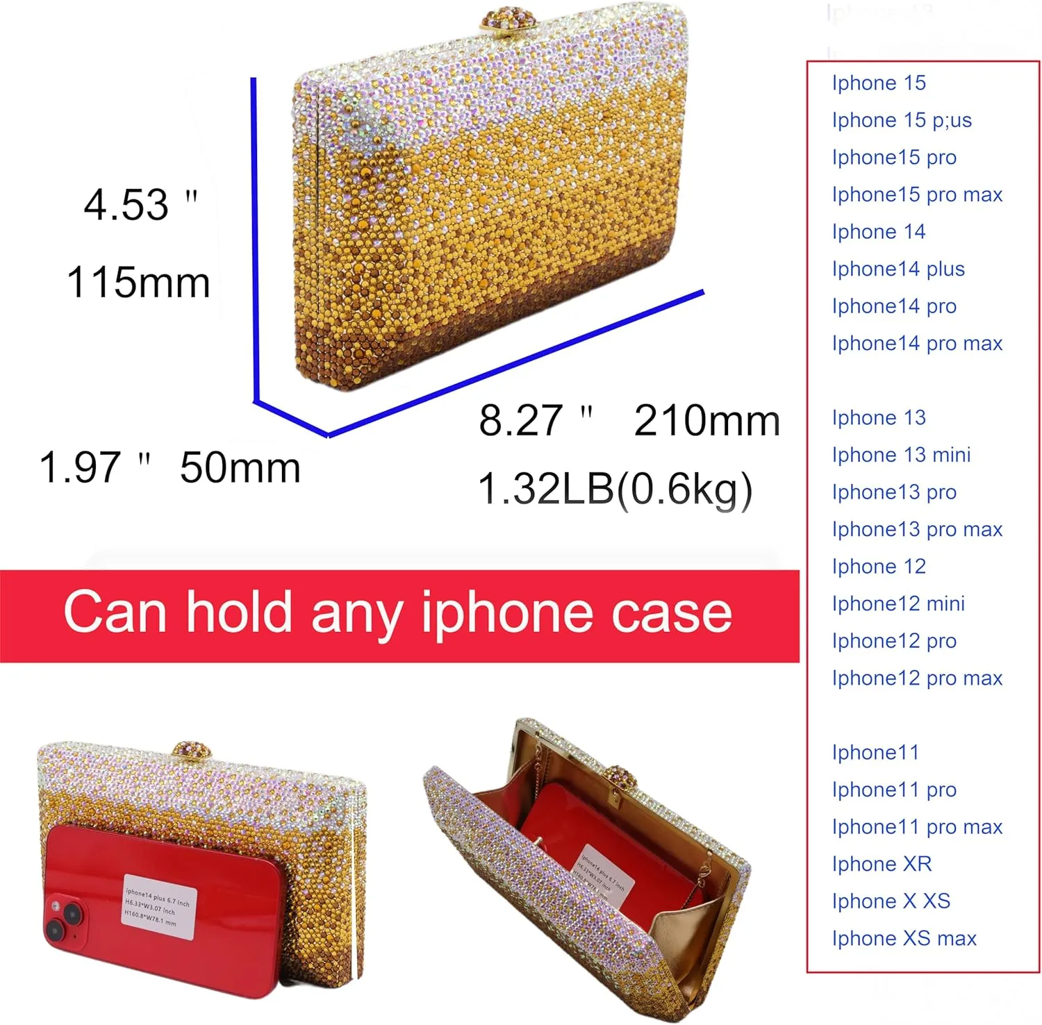 Luxury Crystal Clutch Purses for women Rhinestone Bride Wedding Party Evening Bag AB Stone Box Handbag for Prom Birthday