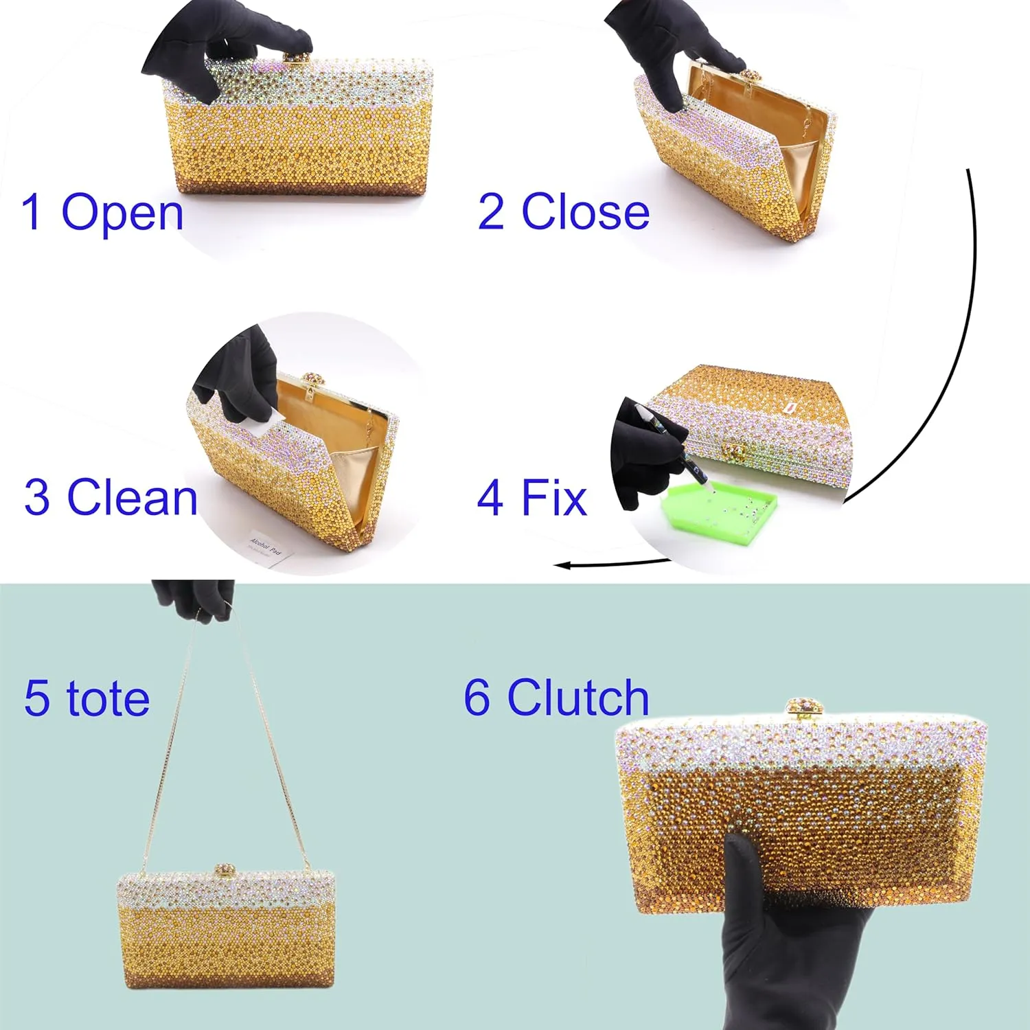 Luxury Crystal Clutch Purses for women Rhinestone Bride Wedding Party Evening Bag AB Stone Box Handbag for Prom Birthday