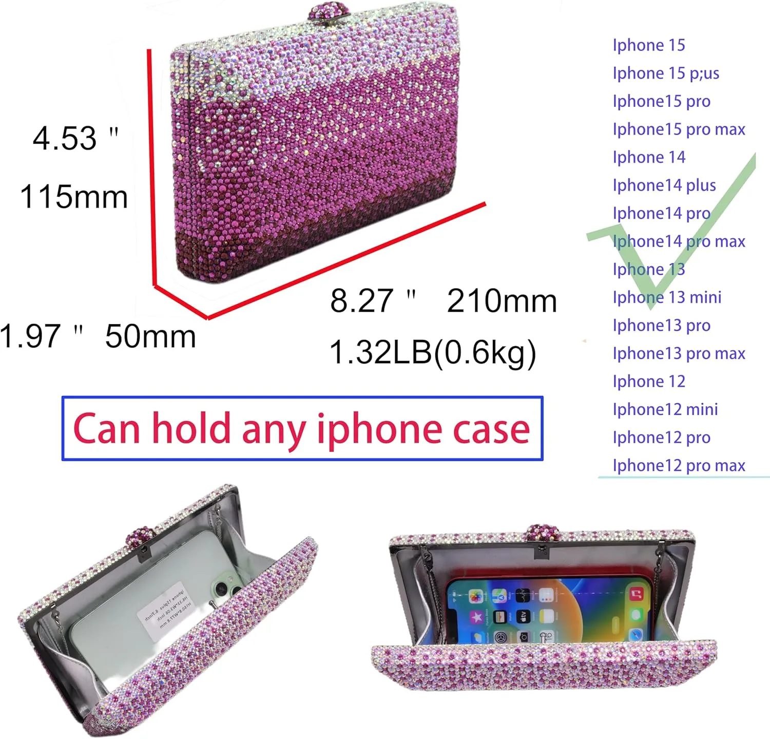 Luxury Crystal Clutch Purses for women Rhinestone Bride Wedding Party Evening Bag AB Stone Box Handbag for Prom Birthday