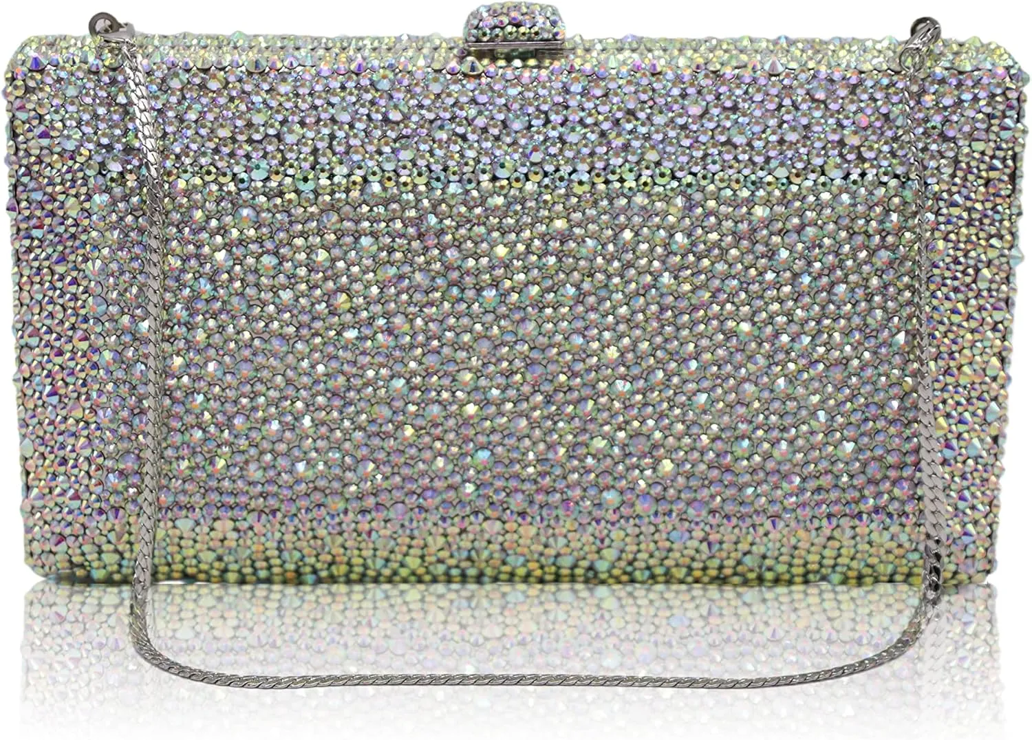 Luxury Crystal Evening Bag for Women Wedding Rhinestone Cocktail Party Clutch Purses AB Stone Prom Metal Box Handbag