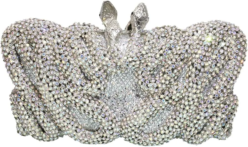 Luxury Snake Design Crystal Clutch Women Animals Rhinestone Evening Bags Bridal Wedding Party Purses and Handbags