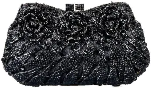 Luxury Sparkly Rose Crystal Evening Clutches Banquet Party Evening Bag Wedding Handbag Purses for Women