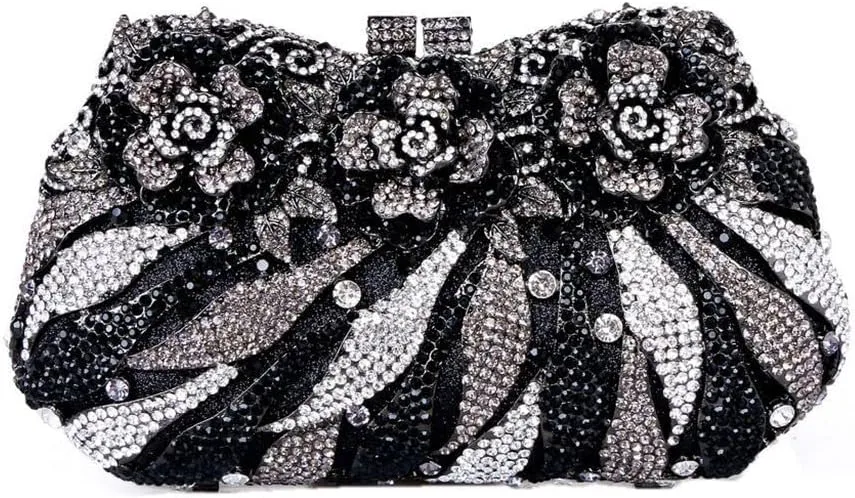 Luxury Sparkly Rose Crystal Evening Clutches Banquet Party Evening Bag Wedding Handbag Purses for Women