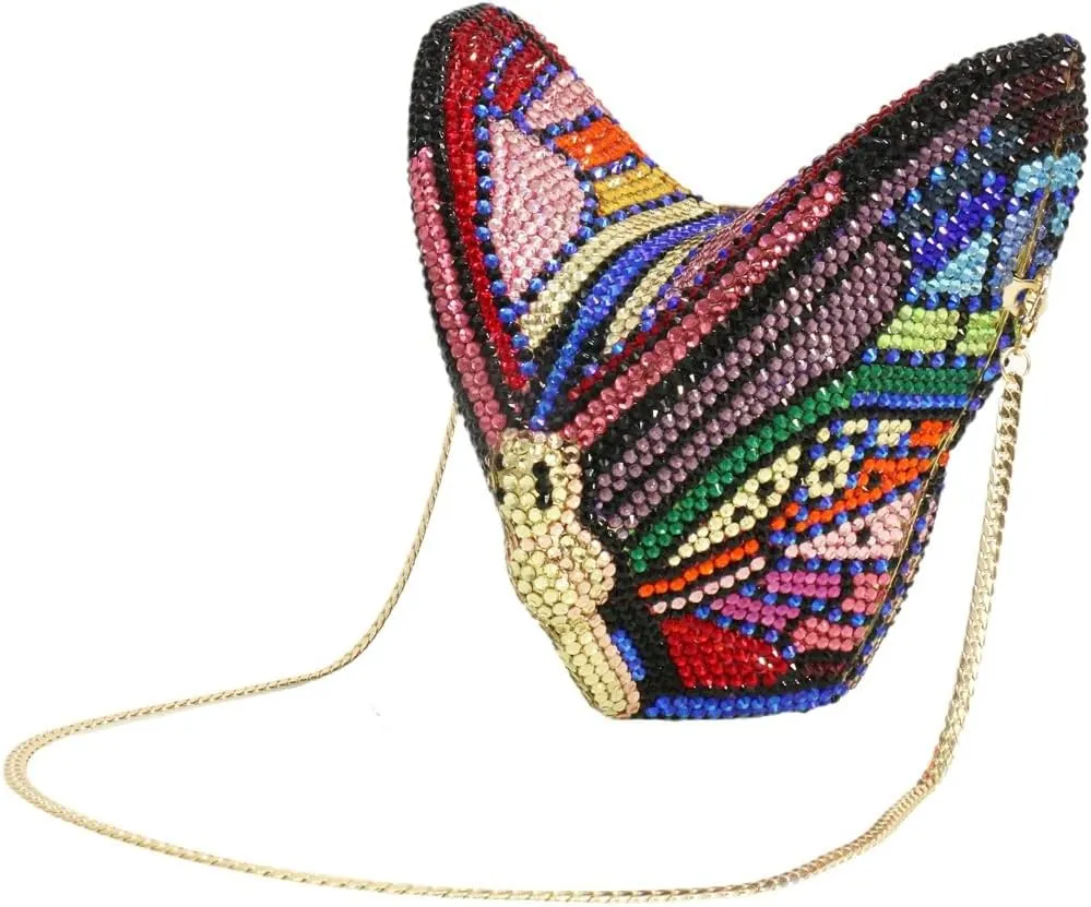 Luxury Women Butterfly Rhinestone Clutch Purse Ladies Crystal Evening Bag Diamonds Bridal Purse Cocktail Prom Handbag