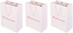 Luzhengyang Set of 3 The Bridesmaid Printed Paper Bags with Handles for Wedding, Bridal Shower, Hen Night Party - Seed Storage Pouch & Handbag for Shopping - Stylish and Eco-friendly Gift