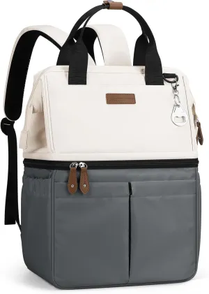 Maelstrom Cooler Backpack, 36 Cans Insulated Backpack Cooler, Soft Leakproof Double Deck Cooler Bag, Lightweight Lunch Backpack for Men & Women,Perfect for Beach Travel, Camping & Work-Beige gray