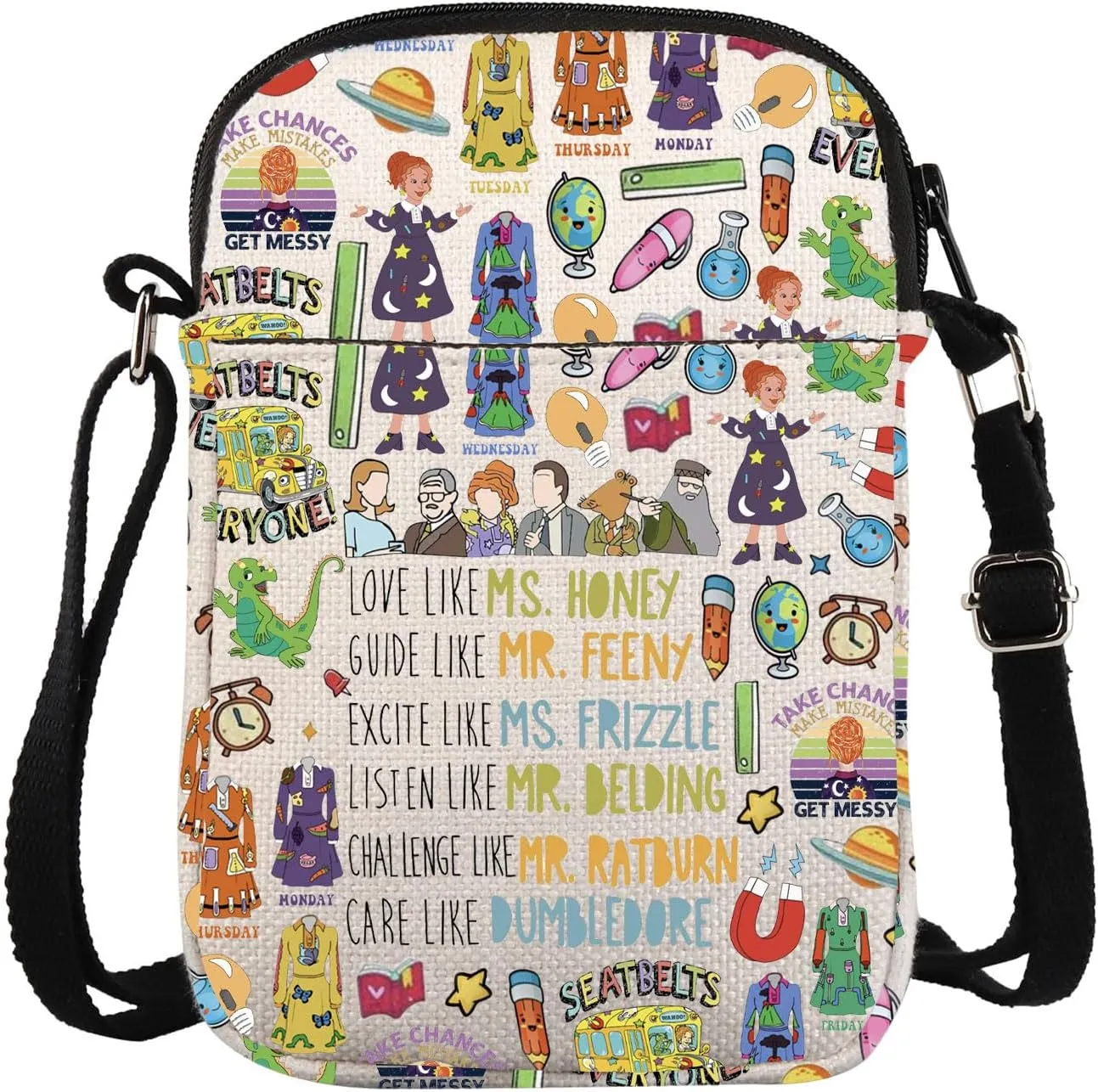 Magic Book Inspired Crossbody Bag Best Teacher Ever Gift Teacher Day Gift Magic Bus Gift Teacher Life Carry On Bag