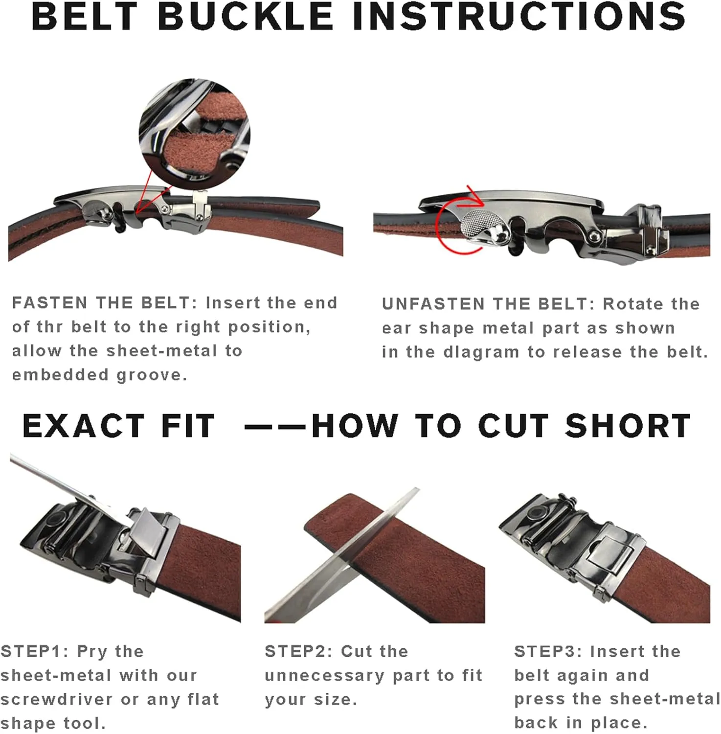 maikun Ratchet Belts for Men, Silde Leather Belts for Men with Automatic Buckle 35mm Wide