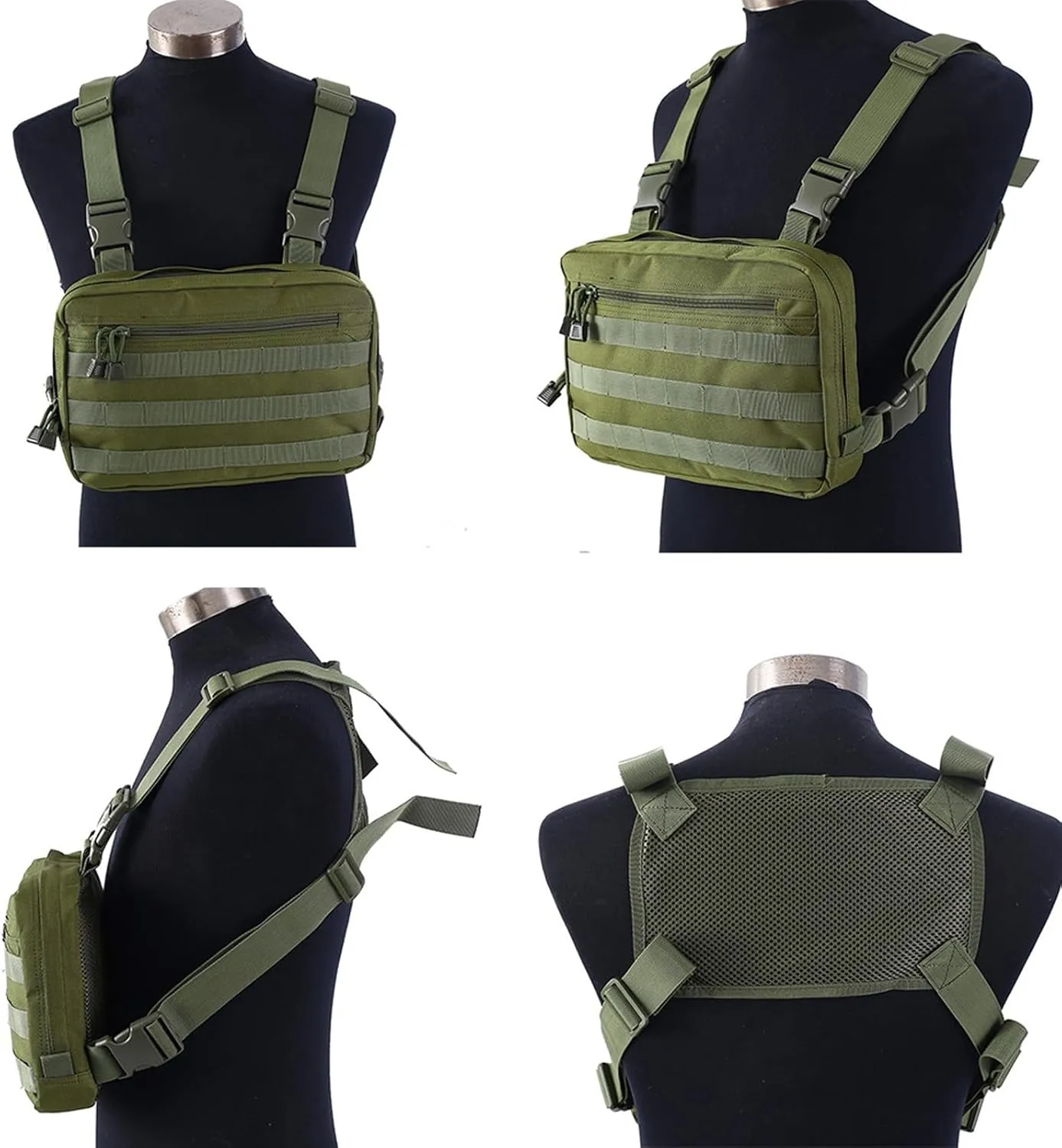 Maizoon Outdoor Tactical Chest Bag with Molle System Small Capacity 8 Liter Adjustable Shoulder Straps Ideal for Camping and Hunting Army Green