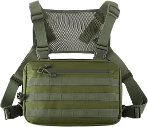 Maizoon Outdoor Tactical Chest Bag with Molle System Small Capacity 8 Liter Adjustable Shoulder Straps Ideal for Camping and Hunting Army Green
