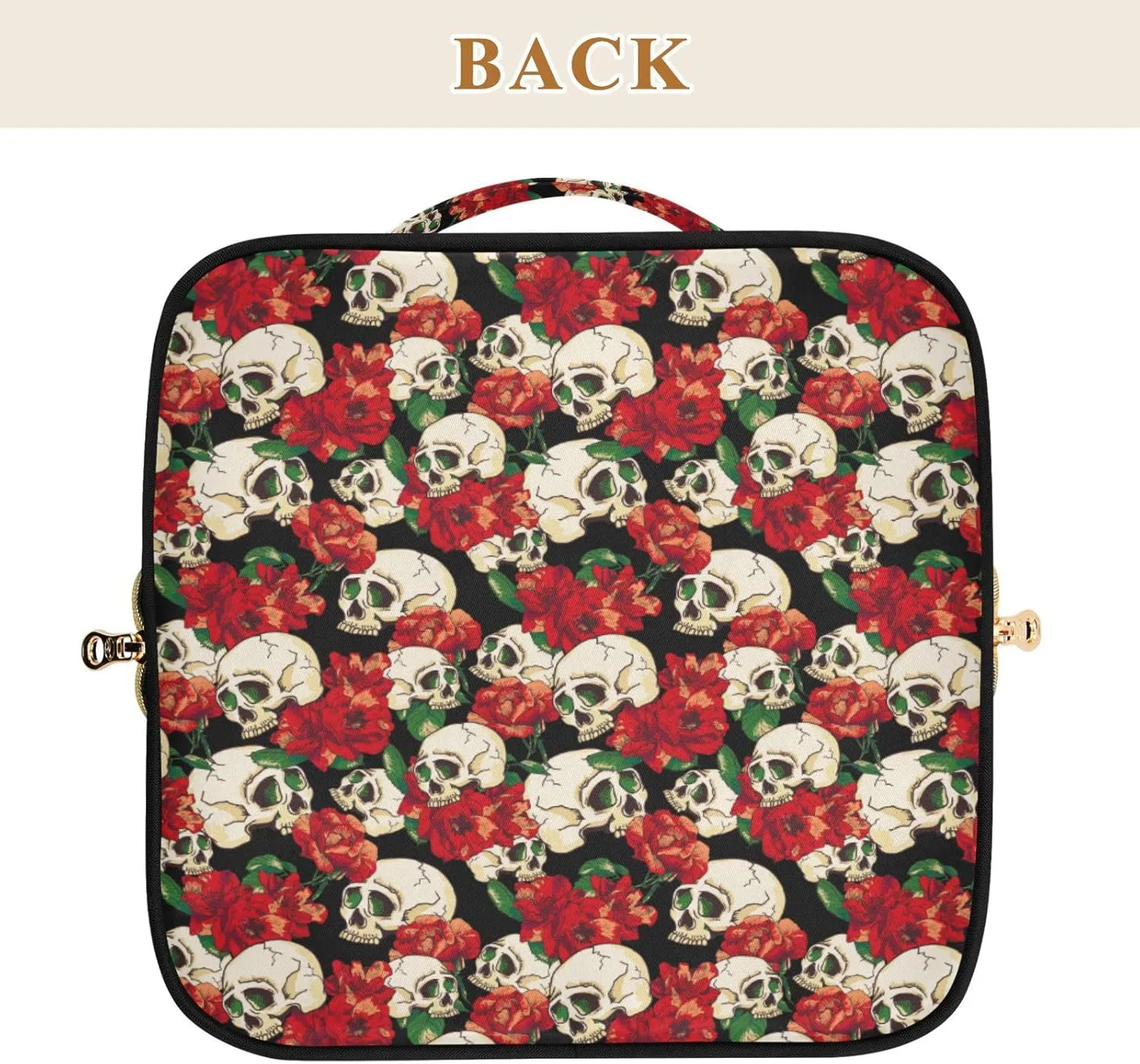Makeup Organizer Bag, Skull and Flower Travel Makeup Bags Makeup Vanity Case Large Capacity Rhombus Cosmetic Toiletry Bag for Girl Women Ladies
