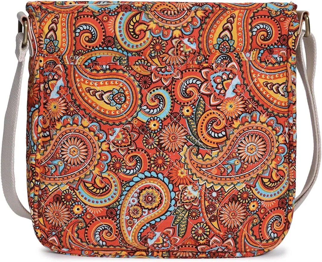 Malirona Women 's Durable Floral Crossbody Bag Canvas Messenger Handbag Multi Pocket Travel Satchel Purse