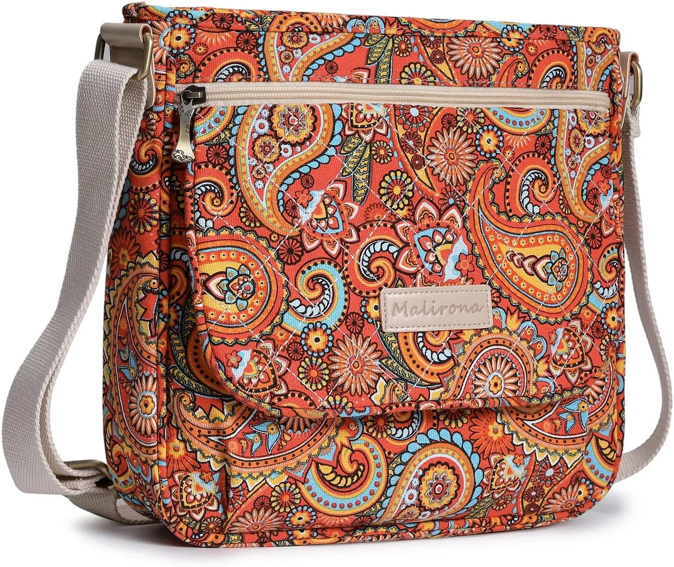 Malirona Women 's Durable Floral Crossbody Bag Canvas Messenger Handbag Multi Pocket Travel Satchel Purse
