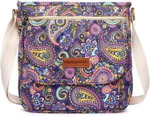 Malirona Women 's Durable Floral Crossbody Bag Canvas Messenger Handbag Multi Pocket Travel Satchel Purse